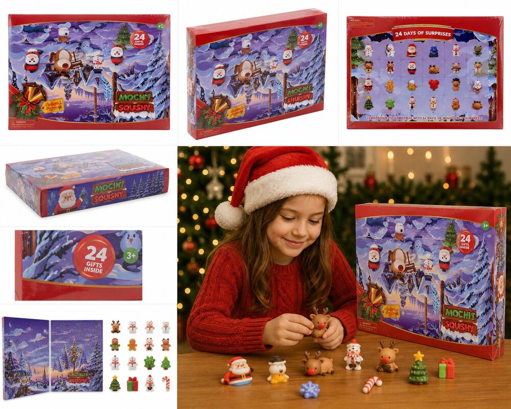 NEW Mochi Squishy Christmas Advent Calendar – 24 Holiday Surprise Toys